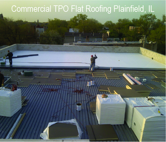 Commercial TPO Flat Roof in progress Plainfield IL